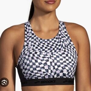 Brooks Black and White Checkered Sports Bra